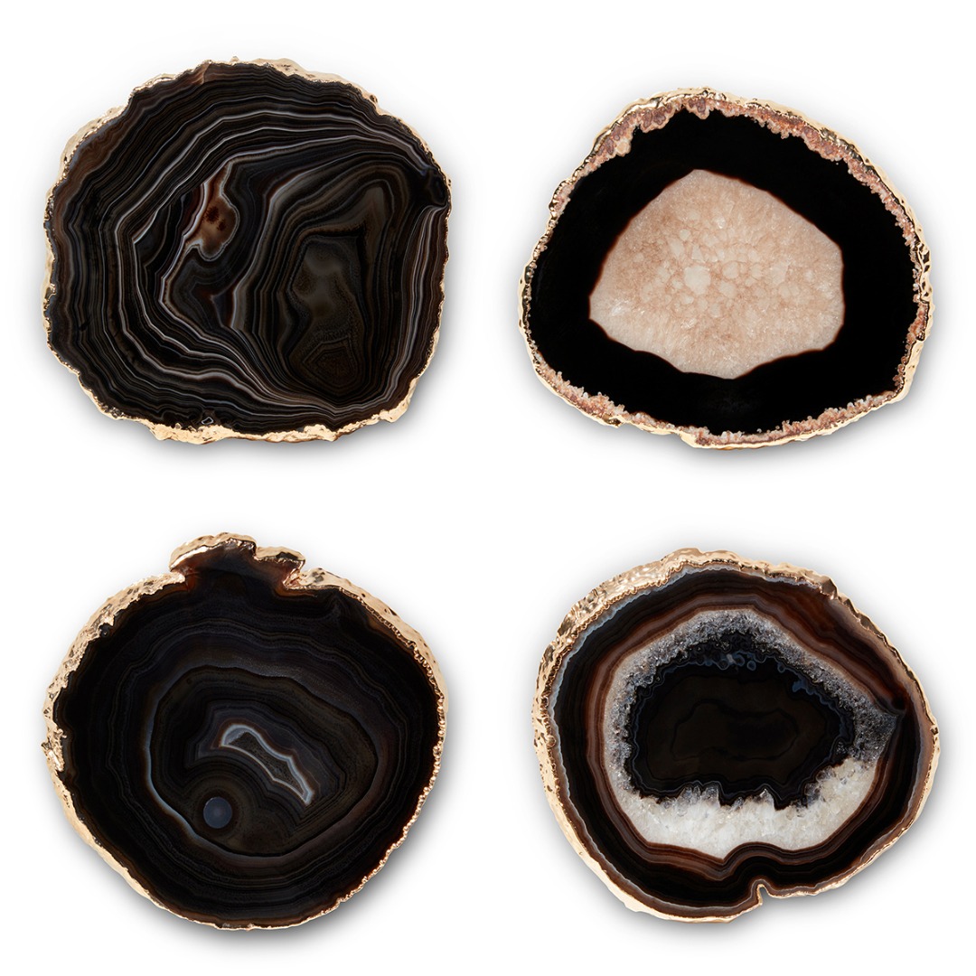 Agate Coasters Set of 4 Black Cavit Co