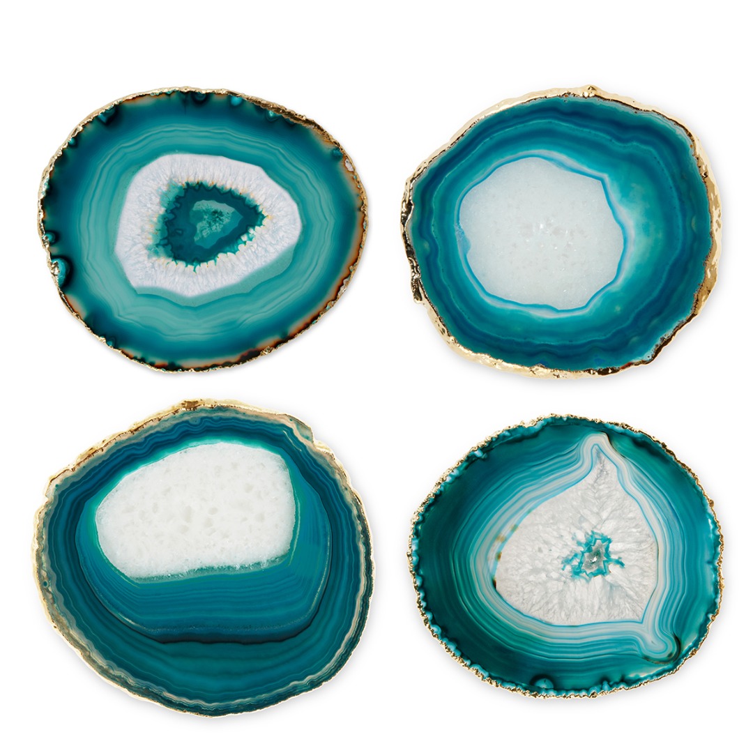 Agate Coasters Set of 4 Green Cavit Co