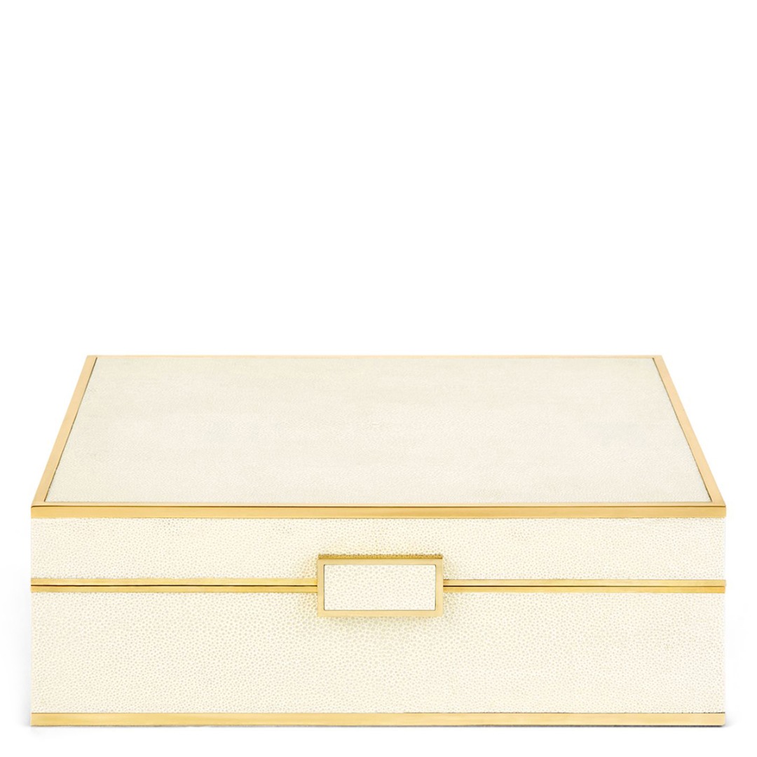 Classic Shagreen Large Jewelry Box (Cream)