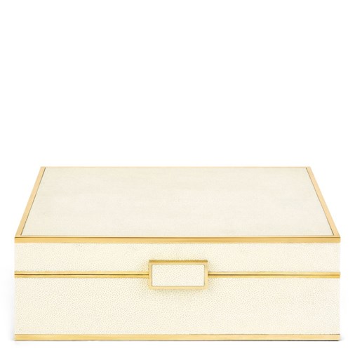 Classic Shagreen Large Jewelry Box (Cream)