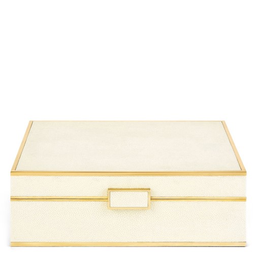 Classic Shagreen Large Jewelry Box (Cream)