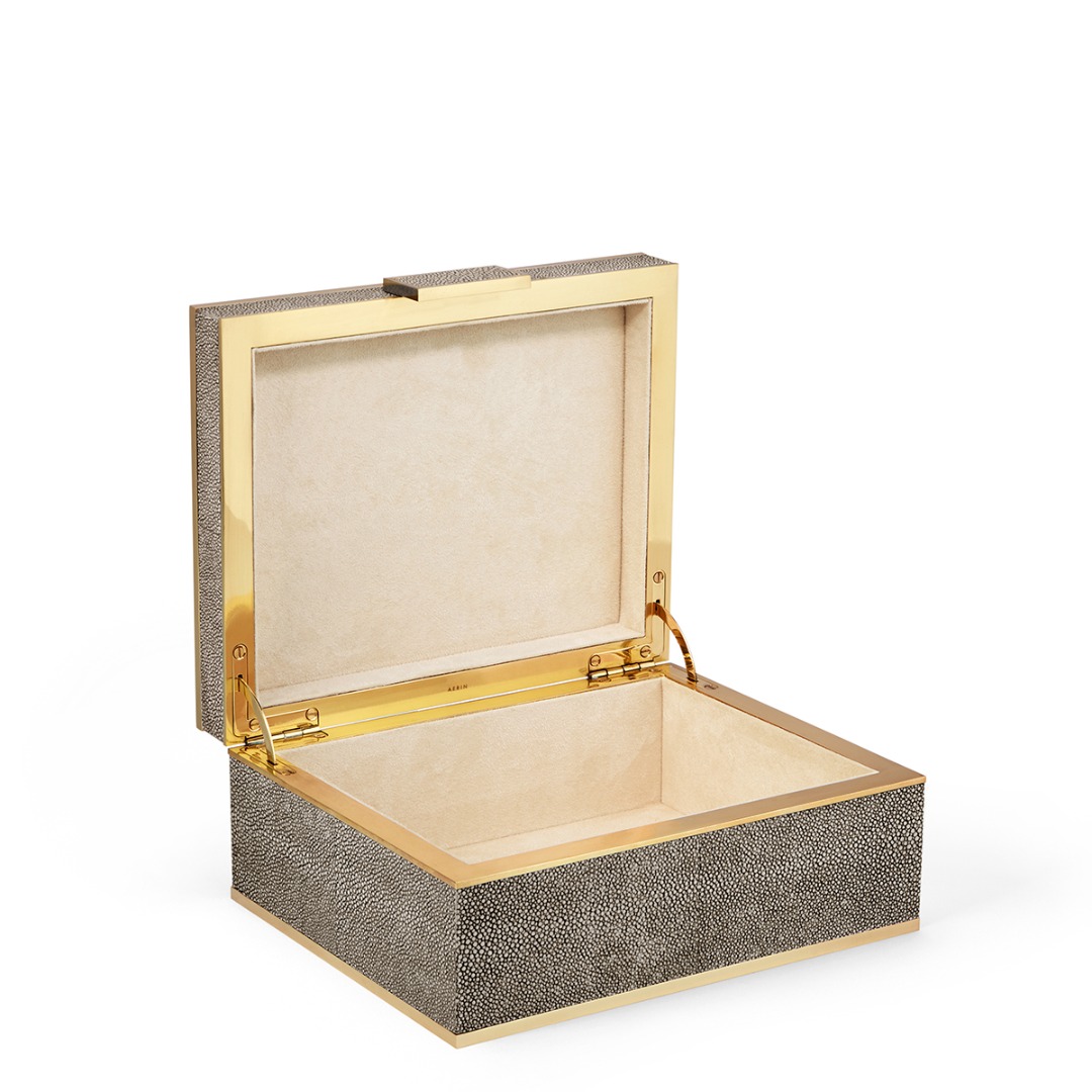 Classic Shagreen Small Jewelry Box Chocolate Cavit Co