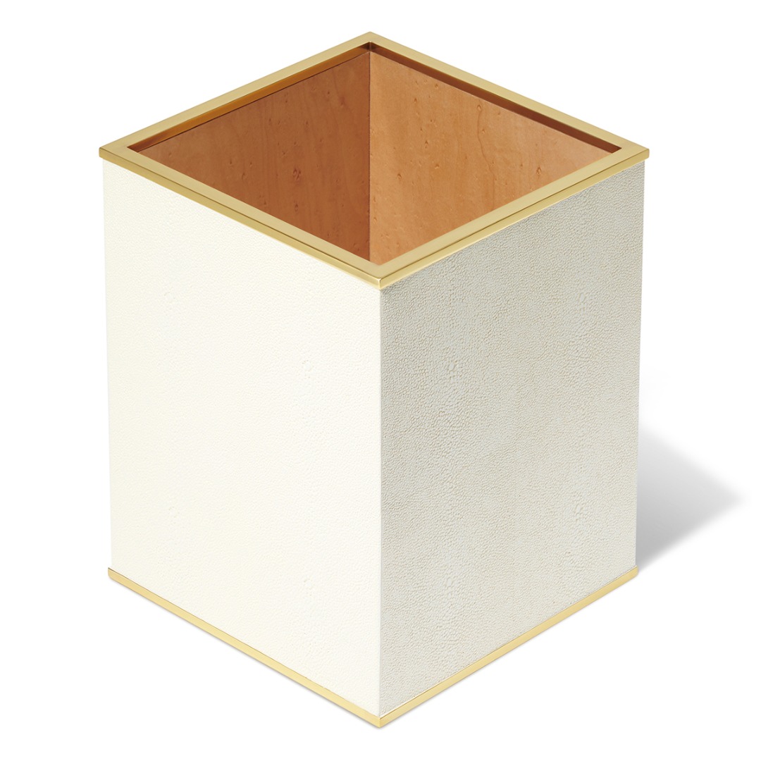Classic Shagreen Wastebasket (Cream)