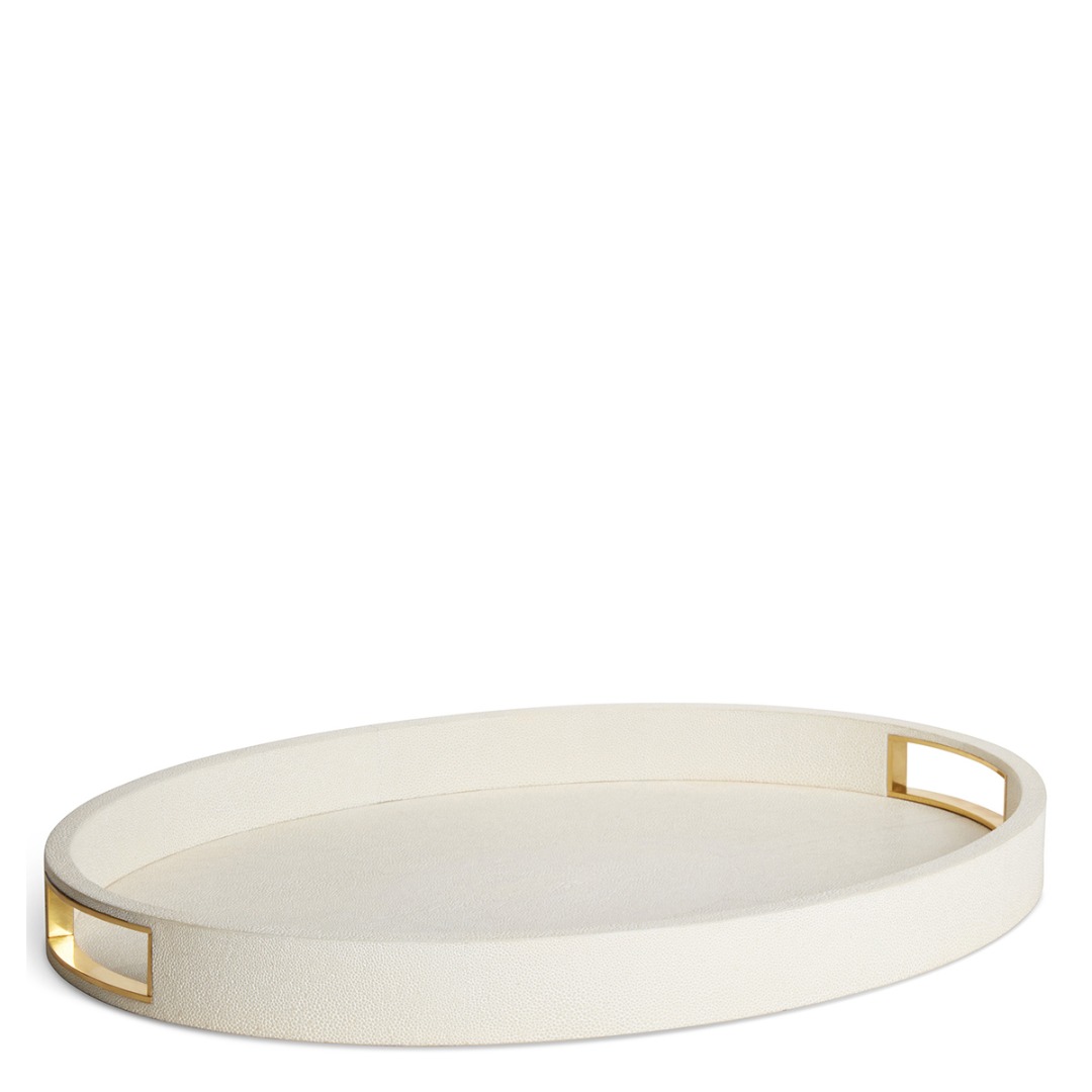Modern Shagreen Cocktail Tray (Cream)