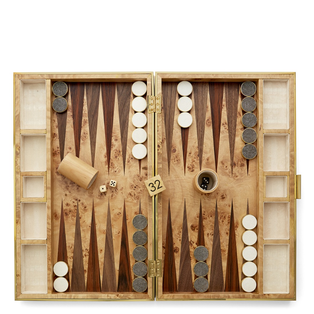 Shagreen Backgammon Set Chocolate Cavit Co