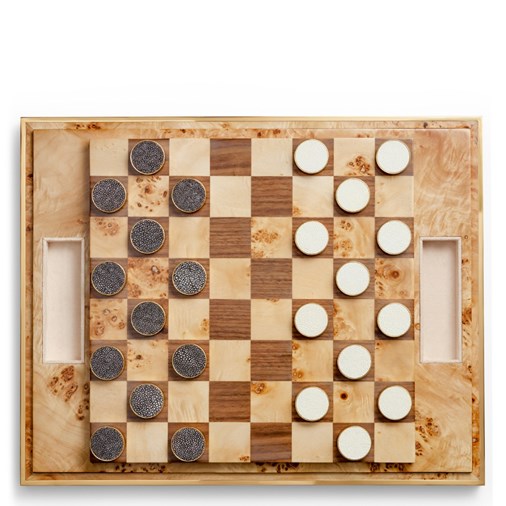 Shagreen Checkers Set (Cream)