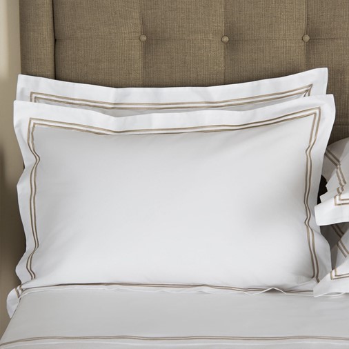 Hotel Classic Sham (White/Khaki)