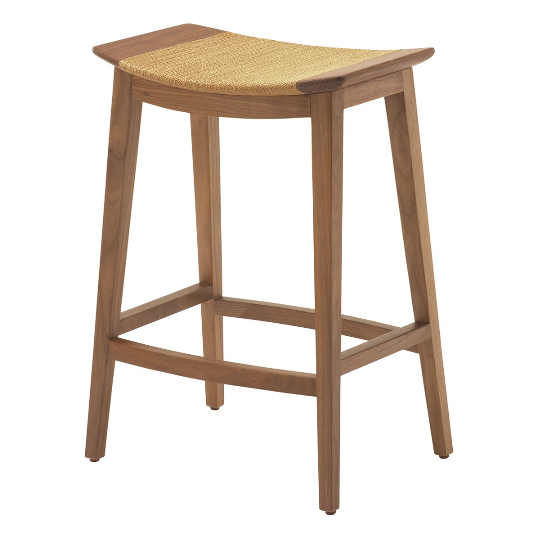 Curved Walnut Counter Stool