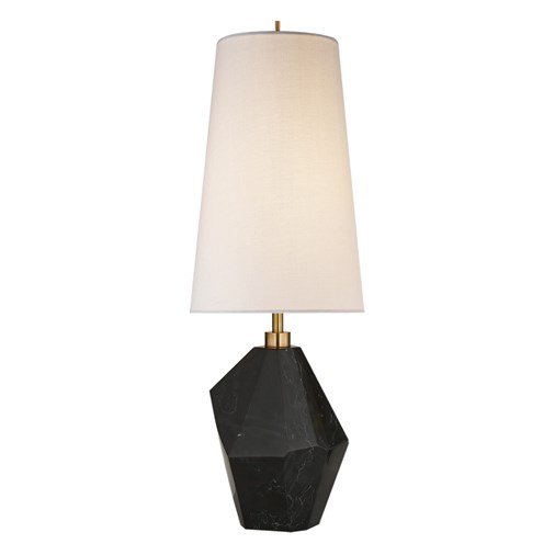 KW - Halcyon Accent Table Lamp (Black Cremo, Linen Shade)