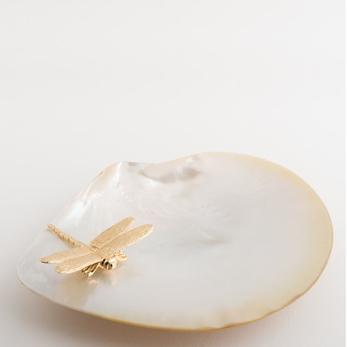 Dragonfly Mother Of Pearl Plate (Gold)