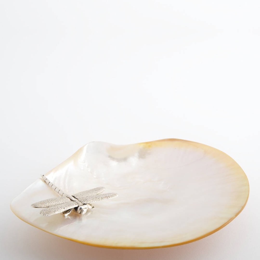 Dragonfly Mother Of Pearl Plate (Silver)