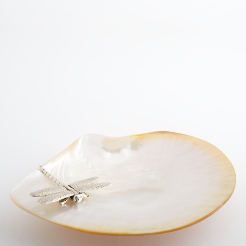 Dragonfly Mother Of Pearl Plate (Silver)
