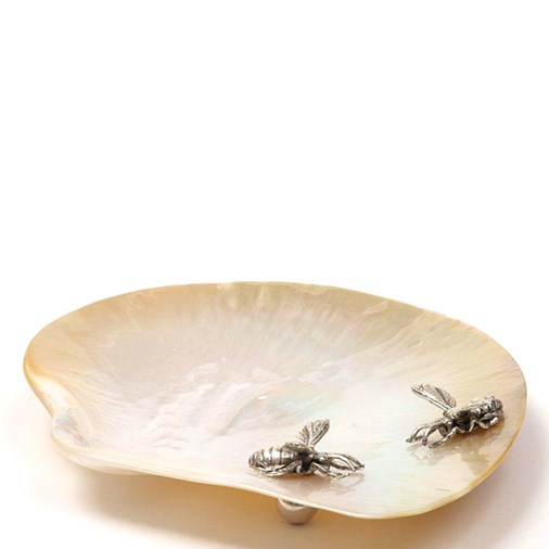 Honey Bees Mother Of Pearl Plate (Silver)