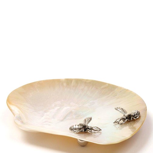 Honey Bees Mother Of Pearl Plate (Silver)
