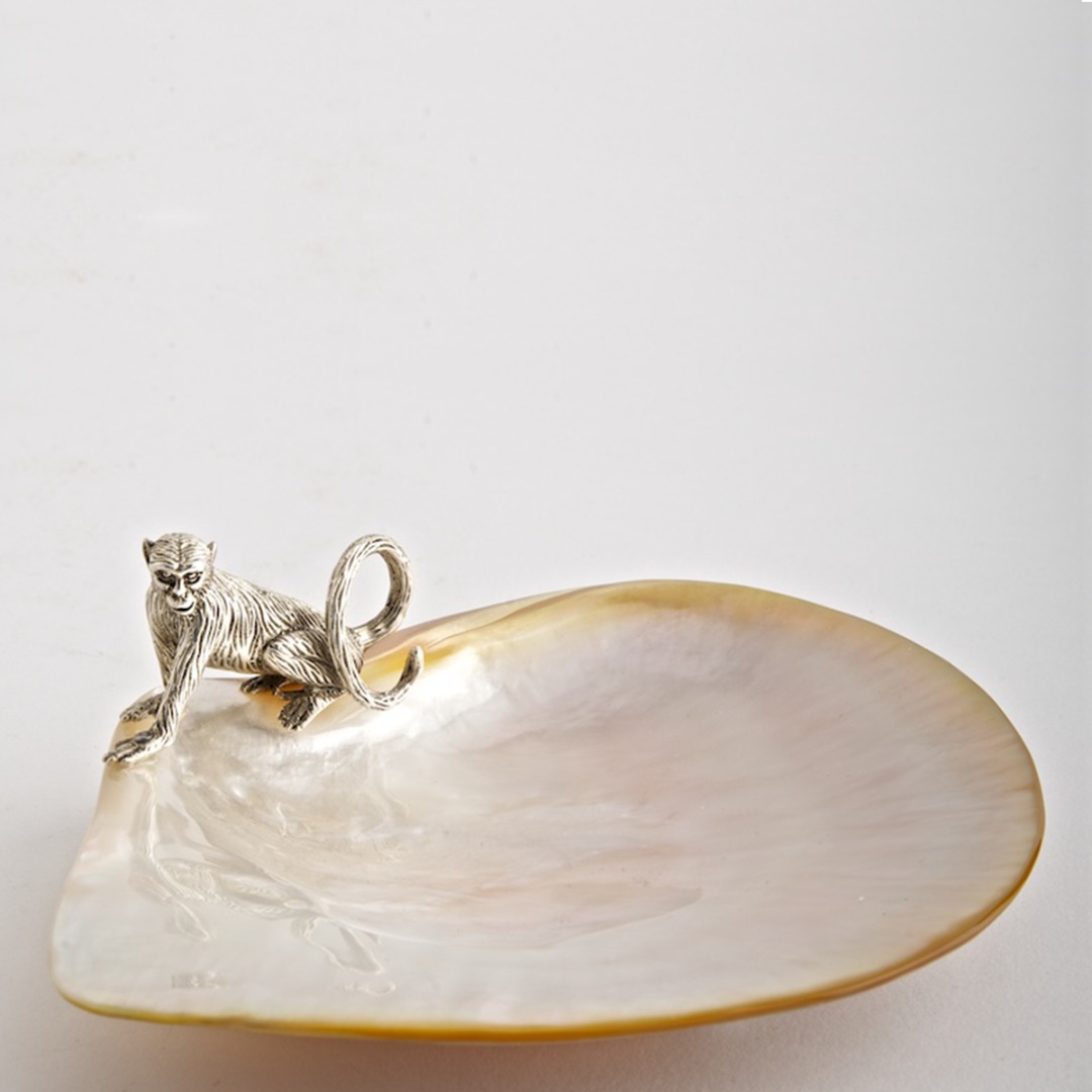 Monkey Mother Of Pearl Plate (Silver)