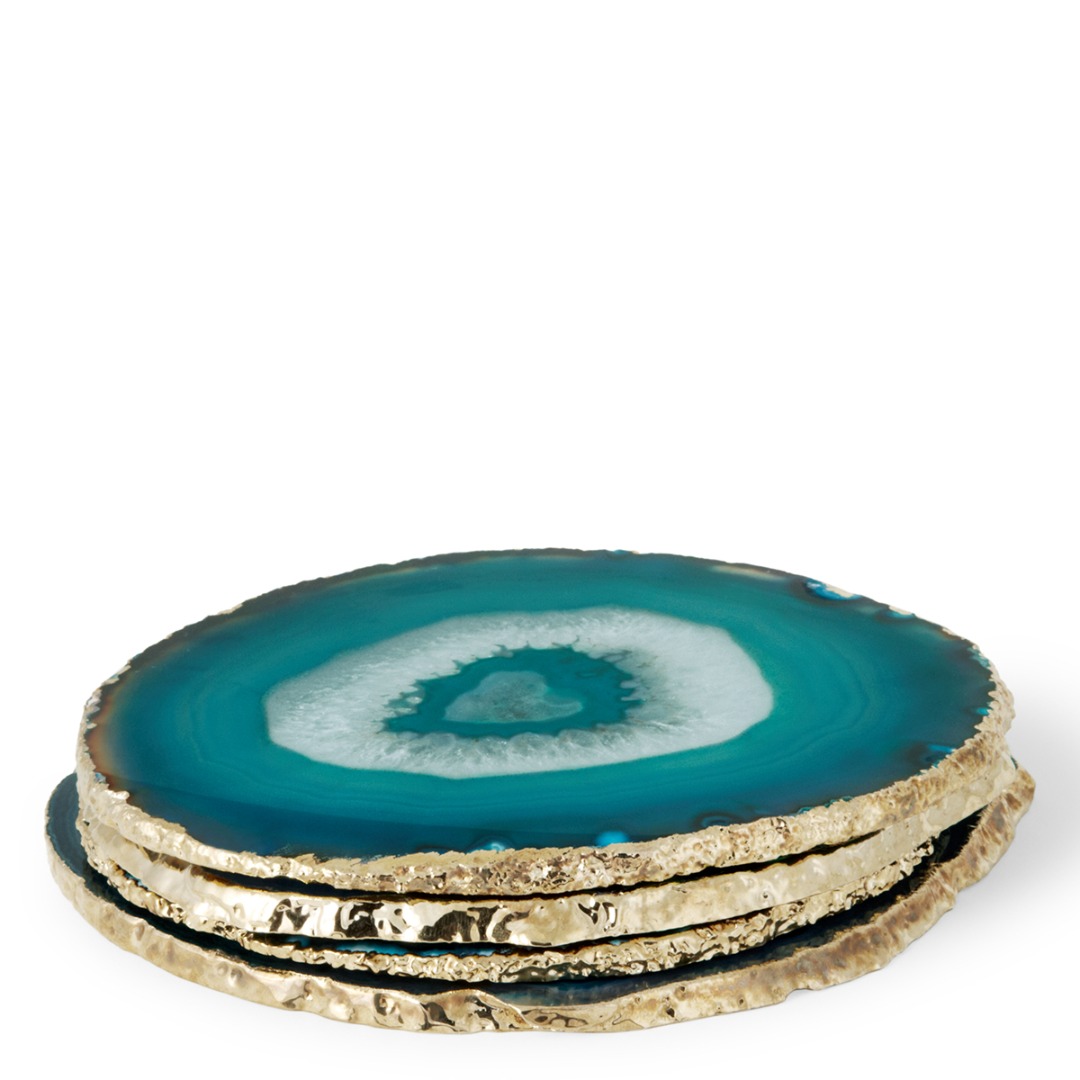 Agate Coasters Set of 4 Green Cavit Co