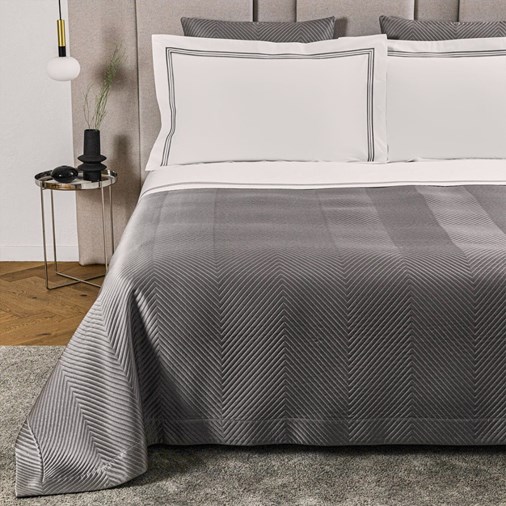 Luxury Herringbone Bedspread (Slate Grey)